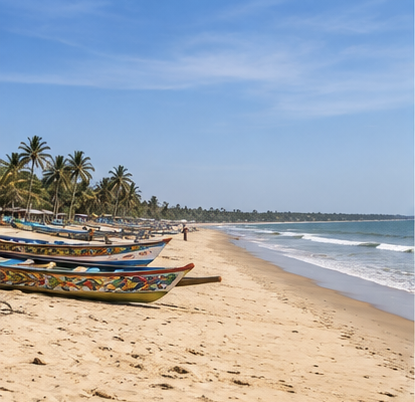 Quiet beach and coastal landscape in Brufut