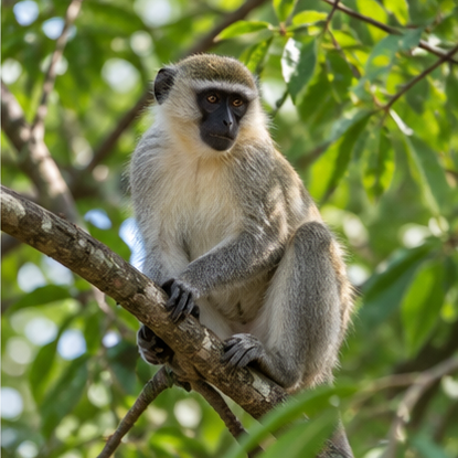 Monkeys in a coastal forest park